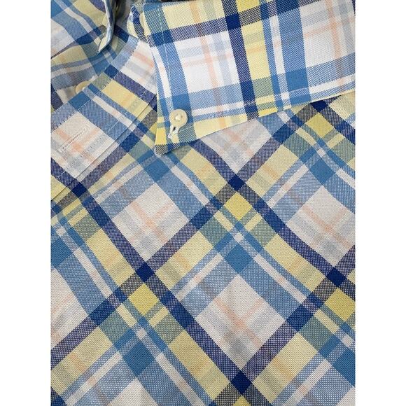 Tommy Hilfiger Button Down Shirt Mens XL Blue Yellow Plaid Dress Cotton Oxford - Picture 4 of 7